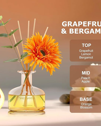 Reed Diffusers Set Grapefruit Scent, 7.10 oz Diffusers for Home with 7 Diffuser Sticks, Reed Diffuser for 120 Days, Perfect for Bathroom, Shelf Decor, Air Fresheners