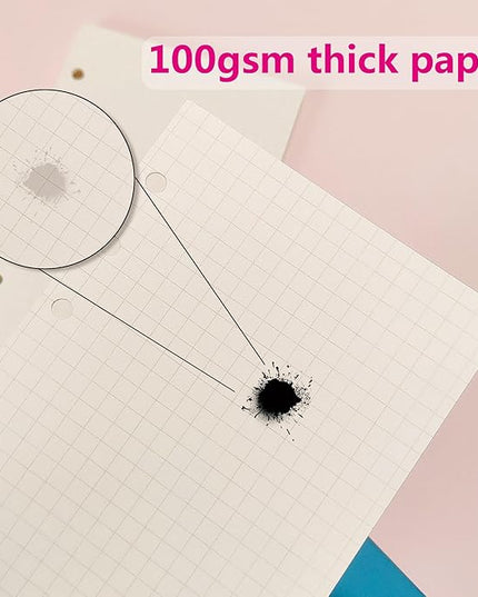 A6 Loose Leaf Refill Paper, 171x94mm, 135 Sheets 5mm Grid Planner Refills, 6-Ring Binder Compatible, 100GSM Insert Papers for Notebooks, School, Office, College Notes, Journaling & Printing