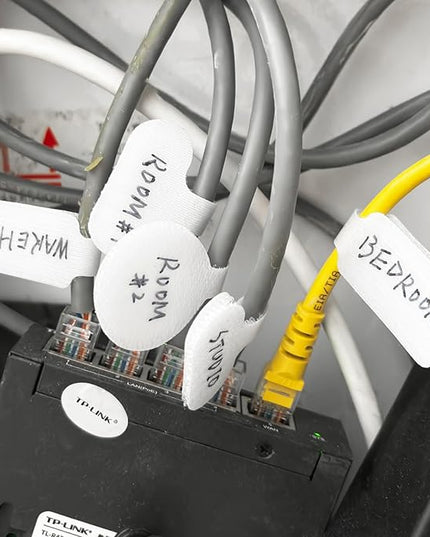 32 Pcs Cable Labels, Write On Cord Labels, Wire Cable Tags, Wire Tags for Electronics, Computers Cable Management and Identification, White, 1.77" x 0.78"
