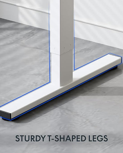 FLEXISPOT 55x24 Inch Electric Height Adjustable Standing Desk for Home & Office, Splice Board Desk for Computer Workstation, Study, or Creative Setup, White