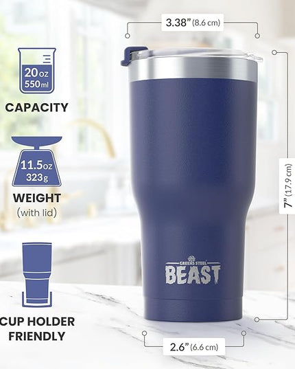 Beast 40 oz Tumbler Stainless Steel Vacuum Insulated Coffee Ice Cup Double Wall Travel Flask (Royal Blue)