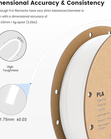 Sovol PLA 3D Printer Filament 2kg (4.4 lbs) Spool Printing Materials, Wiring Tightness, Dimensional Accuracy +/- 0.03 mm, 1.75 mm, Black+White