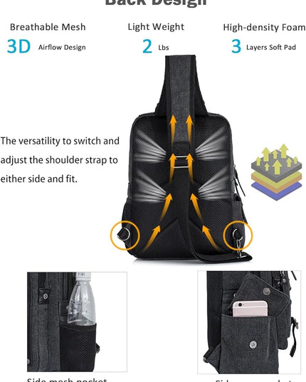 Schkleier Messenger Bag for Men Canvas Sling Bag Crossbody Backpack Laptop Shoulder Bag Hiking Daypacks Casual Tactical
