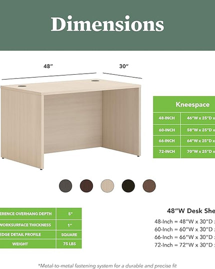 HON MOD Executive Desk 48-Inch Large Computer Desk Shell, Thick Wooden Laminate, Modern Table with Cord Management, 48'W x 30'D x 29'H, Desert Oak