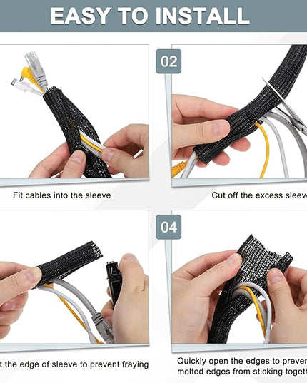 MECCANIXITY 1/2 Inch ID Split Loom Tubing 10ft Polyester Cord Protector Wire Cable Sleeve for USB Cable Power Cord, White