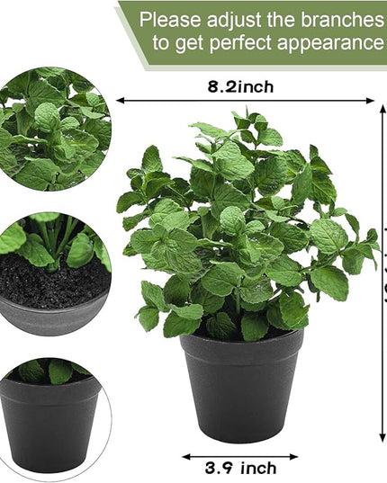 Coferset Small Fake Plants Mint Artificial Potted Plants for Home Office Bathroom Shelf Farmhouse Coffee Table Decor (Green)