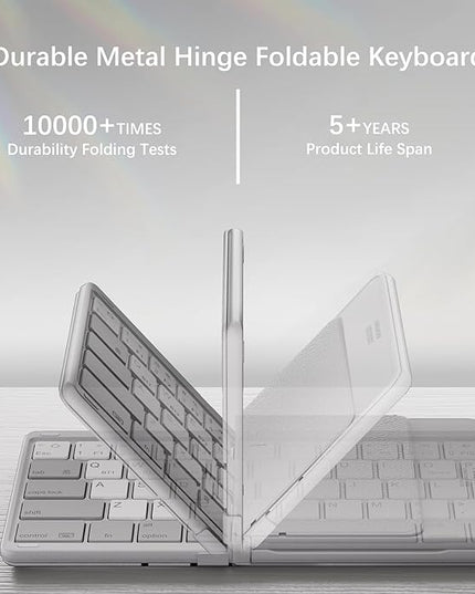 Nillkin Upgraded Foldable Bluetooth Keyboard with Touchpad & Number Pad, Portable Wireless Keyboard for Travel, Pocket-Sized, Full Size Keys, Support 3 Devices for iPad Laptop Tablets Phone, Gray
