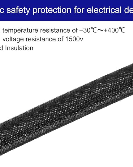 MECCANIXITY 5Pcs Wire Insulation Braid Fire Sleeve,3.28Ft-3mm ID Black, High Temp Silicone Coated Fiberglass Sleeving for Automotive Hose Lines Electrical Wiring