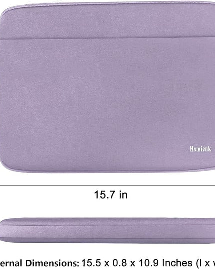 15.6 inch Laptop Sleeve Case, Shockproof Protective Notebook Case with Accessory Pocket, Briefcase Carrying Laptop Sleeve for 15.6" HP, ASUS, Dell, Lenovo, Acer -Lilac Colour