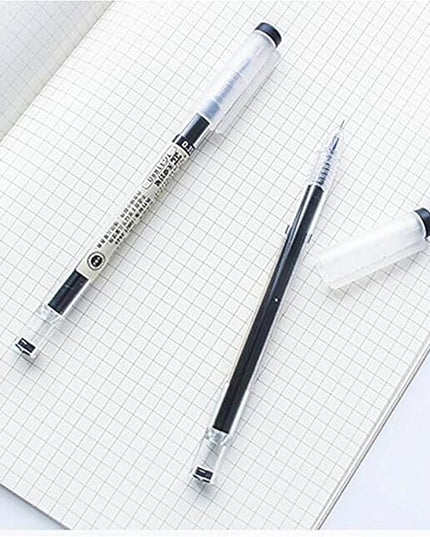 BEMLP Gel Ink Pen Japanese Style Liquid Ink Rollerball Pens Quick Drying 0.35mm Ultra Fine Point Ballpoint Maker Pen Premium for Office School Stationery Supply,12 Pcs/Set, Black