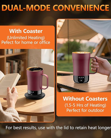 Self-Heating Coffee Mug, 14oz Heated Coffee Mug - Rechargeable Temperature Control Coffee Mug Keep Coffee Hot, Smart Mug Great Gift for Coffee Lovers & Slow Sippers