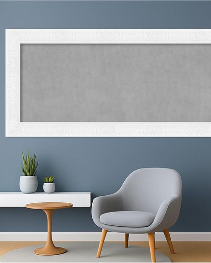 Amanti Art White Framed Magnetic Board 27x55 Oversize Vision Board for use with Magnets, 100% Metal Sheet to Display Items as Office Decor or for Home Organization in mudroom, Kitchen or Kids Room