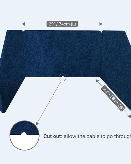 29.1"x22.8"x1.2" Acoustic Desk Divider, Sound Absorbing, Freestanding Soundproof Privacy Panel, Reduce Noise, Increase concentration, Made from High Quality Polyester (Azure)