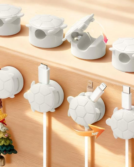 8 Pack Rotatable Cable Clips, Cord Organizer Spring Clip Cord Holder for Nightstand Cable Holders for Cords Charging Cable Organizers Cable Management for Desk Office Car Wall (White)