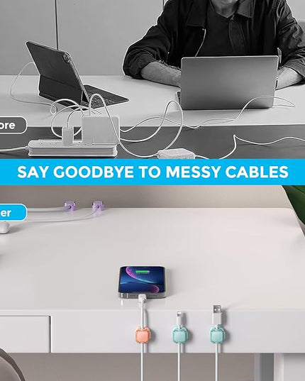 AhaStyle Magnetic Cable Organizer [1s Lock] 6 Pack Cord Holders Cable Clips Strong Adhesive Hide Cable Cord Keeper Adhesive Wire Organizer Keeper for Nightstand Kitchen Car Office