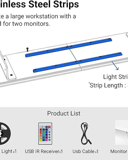 Monitor Stand Riser,31.5-Inch LED Light Wood Computer Monitor Stand with Adjustable Acrylic Legs,Desk Accessories Desktop Organizer Stand for, Computer,Laptop,Printer,PC TV Screen Riser,Black