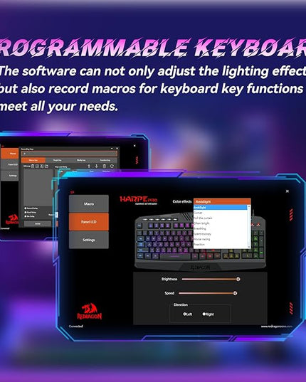 Redragon Updated Programmable Gaming Keyboard and Mouse, RGB Backlit Keyboard Mouse with Software, Independent Macro Record Keys, Value Combo Set, White - S101-3 PRO