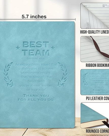 Best Team Journal Notebook, Employee Appreciation Gift for Coworkers Best Team Definition Leather Journal for Writing Travel Business Work