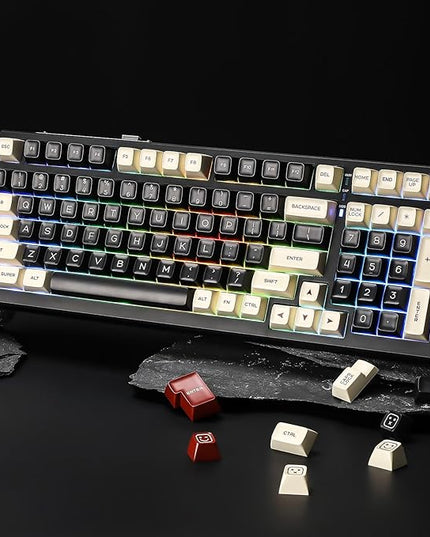 Keycaps- Double Shot PBT Custom Keycap Set, Rome Minimalist Style 161 Keys, Suitable for 65% 75% 80% 98% 100% All Kinds of Mechanical Keyboards with Cross Shaft, with Key Puller
