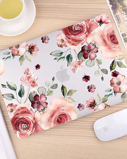 CISSOOK for MacBook Air 13.6 inch Case 2025 2024 2022 Release A3240 A3113 A2681, Matte Hard Shell Case Flower Cover with Keyboard Cover + USB Adapter for MacBook Air 13.6 M2 M3 M4 with Touch ID