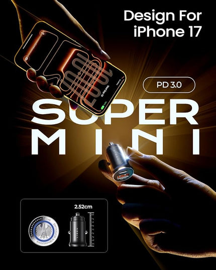 LISEN 54W Mini Cigarette Lighter Adapter Car Charger USB C Fast Charging, 12V Cigarette Lighter USB Car Charger Fast Charging Adapter, for iPhone 17 Pro Max 16 15 14 13 12 Plus Mini, Samsung S25 S24