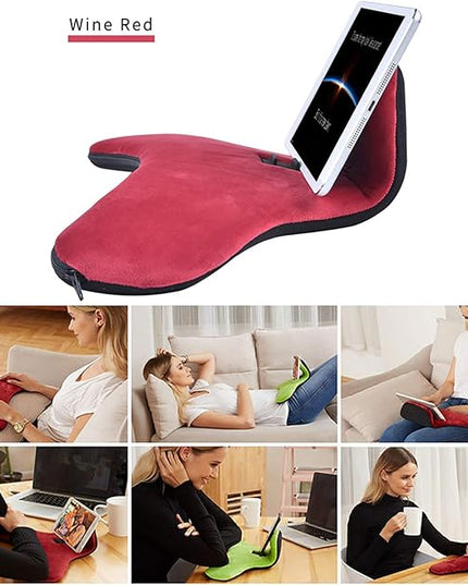 OKATOPGEAKO Pillow Cushion Multi-Angle Soft Tablet&Phone Stands, Pad Pillow Holders with Adjustable Angle Control for Pad Air, Pad Mini, Pad Pro, iPhones, Tablets, eReaders, and More (Wine Red)