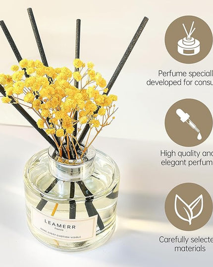 LEAMERR Reed Diffuser Sets Home Fragrance Essential Oil Diffuser Royal Rose Scent- 7 oz (210 ml) Fragrance Oil Diffuser for Bedroom Bathroom Home Décor Includes Reed Diffuser Sticks Scented Oils