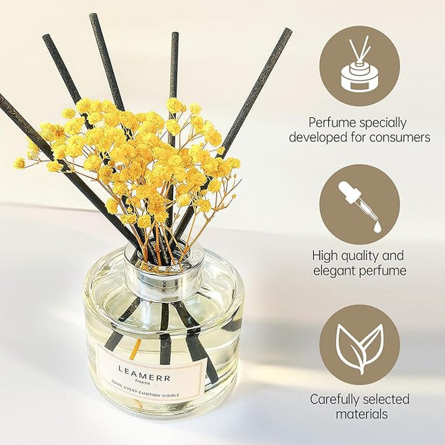 LEAMERR Reed Diffuser Sets Home Fragrance Essential Oil Diffuser Blue Bellflower Scent- 7 oz (210 ml) Fragrance Oil Diffuser for Bedroom Bathroom Home Décor Includes Reed Diffuser Sticks Scented Oils