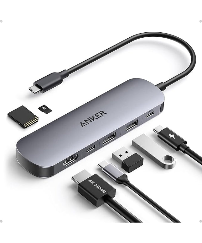 Anker USB C Hub, 7-in-1 Multi-Port USB Adapter for Laptop/Mac, 4K@60Hz USB C to HDMI Splitter, 85W Max Power Delivery, 3xUSBA & C 3.0 Data Ports, SD/TF Card, for Type C Devices (Charger Not Included)