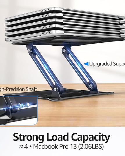 Urmust Laptop Notebook Stand Holder Adjustable Laptop Stand Portable Computer Riser Compatible with MacBook Air Pro HP Dell XPS Lenovo All Laptops 10-15.6"(Black)
