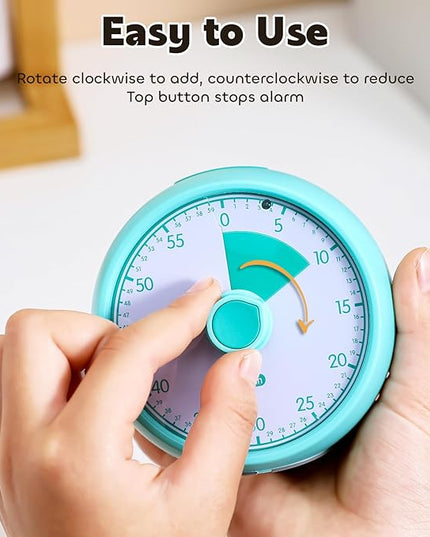 Conchstar Visual Timer for Kids 60-Minute - Countdown Timer with Optional Alarm, Focus Tool for ADHD & Autism, Time Management for Homework, Chores, Office, Kitchen, Teaching & Study Routines (Green)