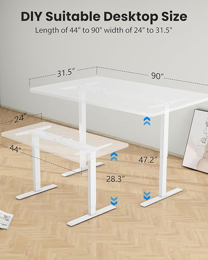 Dual Motor Electric Standing Desk Frame- Heavy Duty Height Adjustable Desk Legs, Sit to Stand Up Desk Base, 4 Memory Settings Controller for Adjustable Desktop Sizes, Over 300 lbs Load Capacity