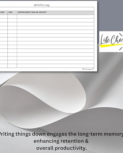 Activity Log Notepads(2 Pack, 50 Pages Each) Pad Planners to List a Task, Action or Contact. A Versatile Work Tool to Track Time & Office Productivity. 8.5 X 5.5, A5 Sheets. Made in the USA.
