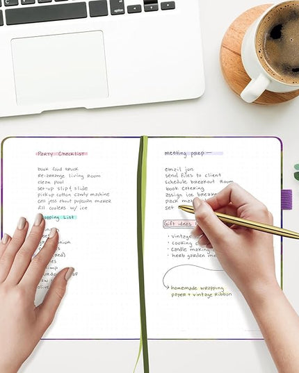 &And Per Se Dotted Journal Notebook, A5 Hardcover Bullet Dotted Journal, 160 Pages 100 gsm Thick Paper, 3 Sheets of Stickers Included - 5.7'' x 8'' (Lavender Grove)