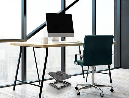 Mount-It! Adjustable Footrest with Massaging Bead | Adjustable Height and Tilt Office Foot Rest Stool for Under Desk Support | 5 Height Settings, 3 Tilt Settings | Black