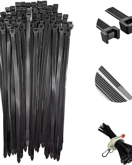 12 Inch Heavy Duty Zip Ties, 0.3 Inch Wide 120LBS Tensile Strength, Self-Locking Black Nylon Cable Ties for Outdoor Indoor Use, Home Office Garden Automotive Wire Cord Management,by VIKTONIK