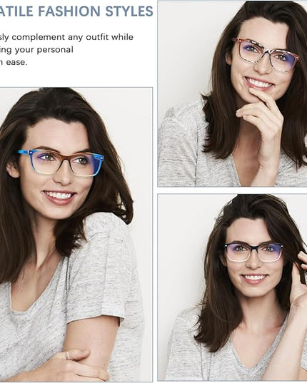 CLASAGA Progressive Multifocus Reading Glasses for Women, Pattern Print Blue Light Block Stylish Ladies Computer Readers