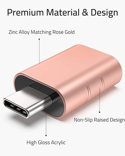 Syntech [2 Pack USB Male to USB3 Female Adapter Compatible with iPhone 17 Pro Max iMac iPad mini/Pro 2023 Pro MacBook Air 2024 and Other Type C Devices, Rose Gold