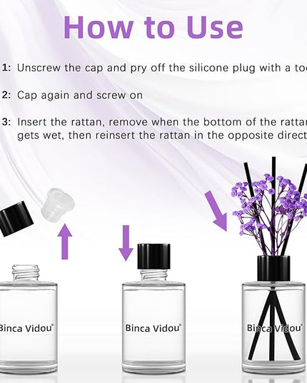 Reed Diffuser, Binca Vidou Lavender Reed Oil Diffusers Set for Office Decor Bedroom Living Room Aromatherapy for Gift Idea & Stress Relief 2.7oz(80ml)