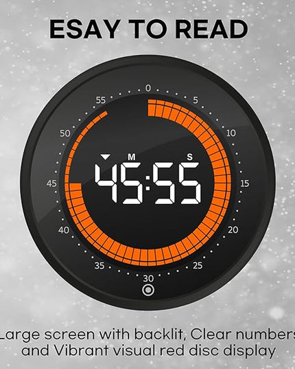 Digital Visual Timer, 60 min Countdown & Count up, Large Screen for Kids & Senior, Magnetic, Kitchen Cooking, Gym, Classroom, Productivity time Management Tool for Autism & ADHD
