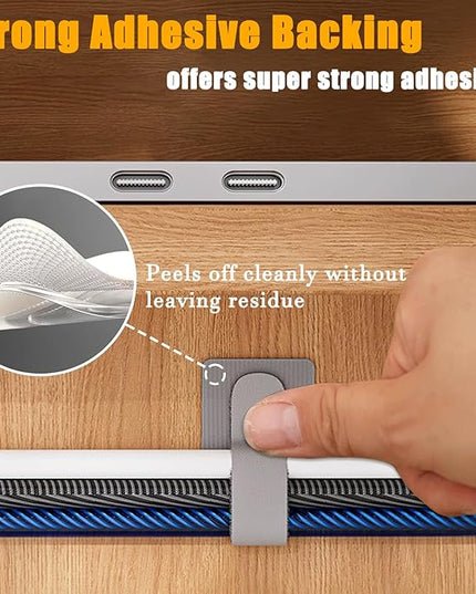 80PCS Hook and Loop Cable Straps, Cable Management Under Desk, Self Adhesive Cable Ties, Reusable Wire Organizers for Cords, Adjustable Cord Organizers for Desk, Home Office Essentials, Gray