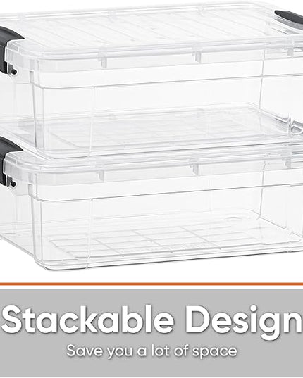 Superio Storage Bins with Lids- 8 Pack, 6.6 Qt Clear Boxes for Organizing, Stackable Plastic Containers- BPA Free, Non-Toxic, Odor Free, Organizer for Home, Office, Dorm