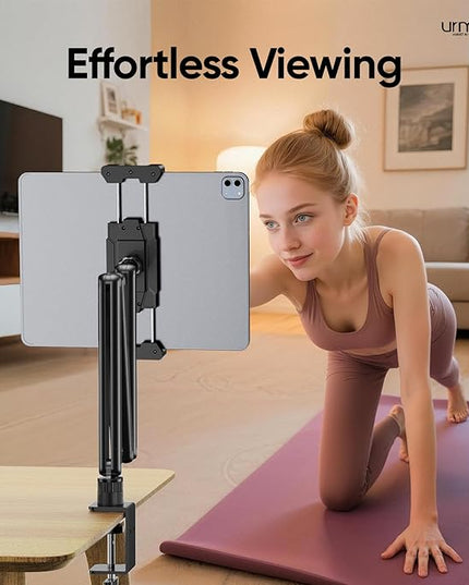 Urmust Portable Monitor Stand 15.6", iPad Stand for Desk, Portable Monitor Holder up to 18.5" Holds, Adjustable Desktop Tablet Arm Mount, Apple iPad Holder for Desk, for 4.7"-12.9" i Pad Pro/Air/Mini