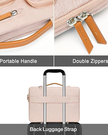 MOSISO 360 Protective Laptop Case 15 inch, 15 inch Laptop Sleeve Compatible with MacBook Air M4 M3 M2 2025 2024 2023, Dell XPS Plus, Side Open Carrying Case with 4 Zipper Pockets&Handle, Khaki