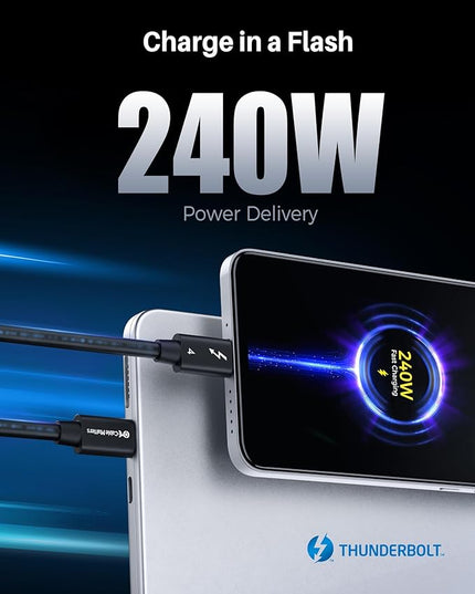 Cable Matters [Intel Certified] 40Gbps Thunderbolt 4 Cable 2.6ft with 8K Video and 240W Charging - 0.8m, Compatible with USB4, Thunderbolt 3 Cable and USB-C