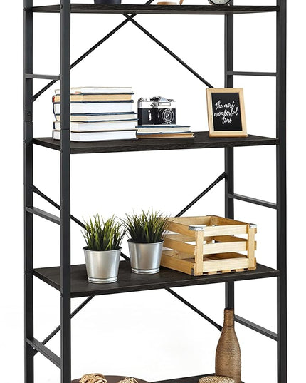 CAPHAUS 4 Tier Bookshelf, 24 Inch Width Free Standing Shelf, Bookcase Shelf Storage Organizer, Industrial Book Shelves for Home Office, Living Room, Kitchen, Black Vintage Shelves & Metal Frame