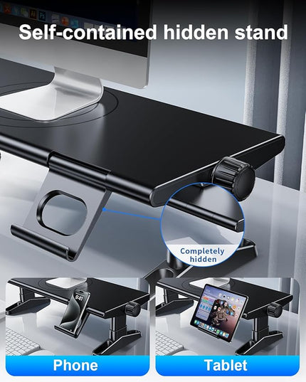 Computer Monitor Stand Riser for Desk with Usb Hub Charging,30W/5Gbps Usb C Docking Station with Power,4.5-6.3''Freely Height Adjustable with Phone Holder,Monitor Stands Riser for PC,Laptop,Printer,TV