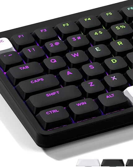 XVX Low Profile Black Keycaps, Shine Through Keycap Sets, Double Shot PBT Keyboard Keycaps Compatibility for 60% 75% 80% 85% 100% MX Switches Mechanical Keyboard- Only Key caps