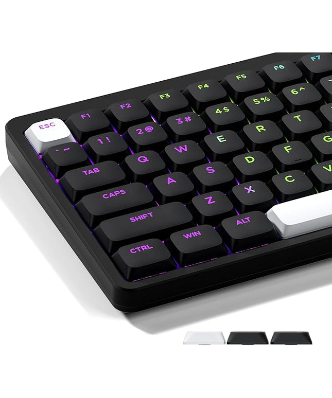 XVX Low Profile Black Keycaps, Shine Through Keycap Sets, Double Shot PBT Keyboard Keycaps Compatibility for 60% 75% 80% 85% 100% MX Switches Mechanical Keyboard- Only Key caps