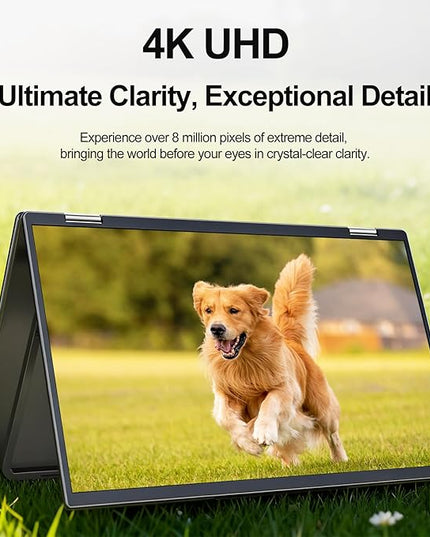 InnoView 15.6" 4K Dual Portable Monitor 3840x2160P 100% sRGB | Owl Eye Vision - Foldable Design with 315° Screen Adjustment, 180° Stand | DP/USB-C/HDMI, Dual Screen Extender for Laptop, Mac, Windows